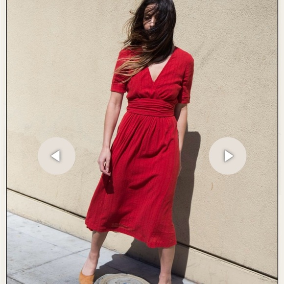 Des Petites Hauts Yolanda V-Neck Midi Dress‎ - Picture 1 of 8